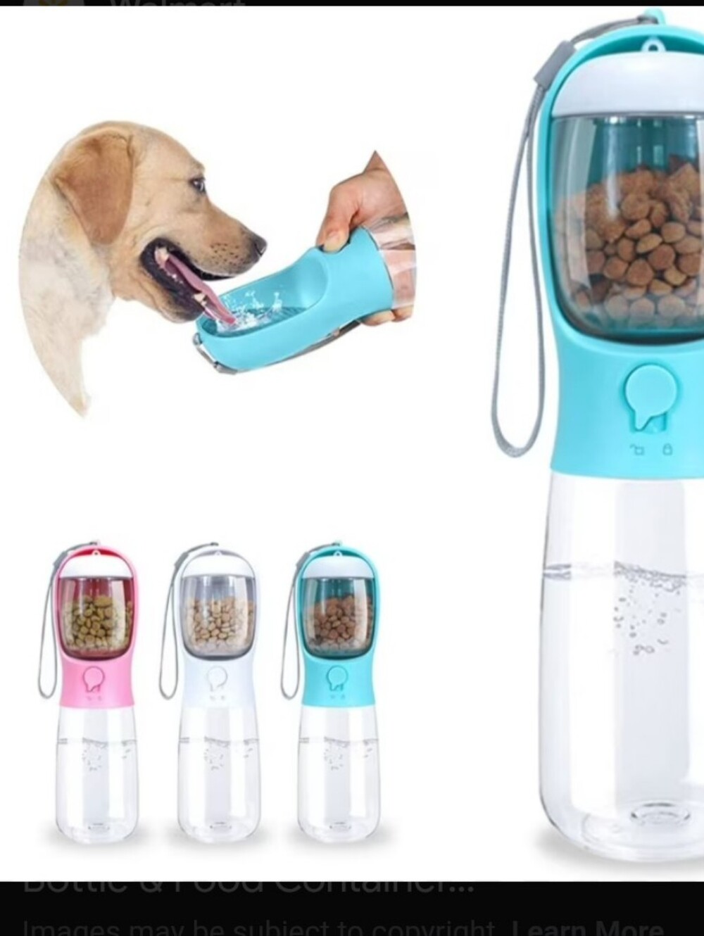 3-in-1 Portable Pet Water Bottle W/ Activated Charcoal Water Filter Teal Color